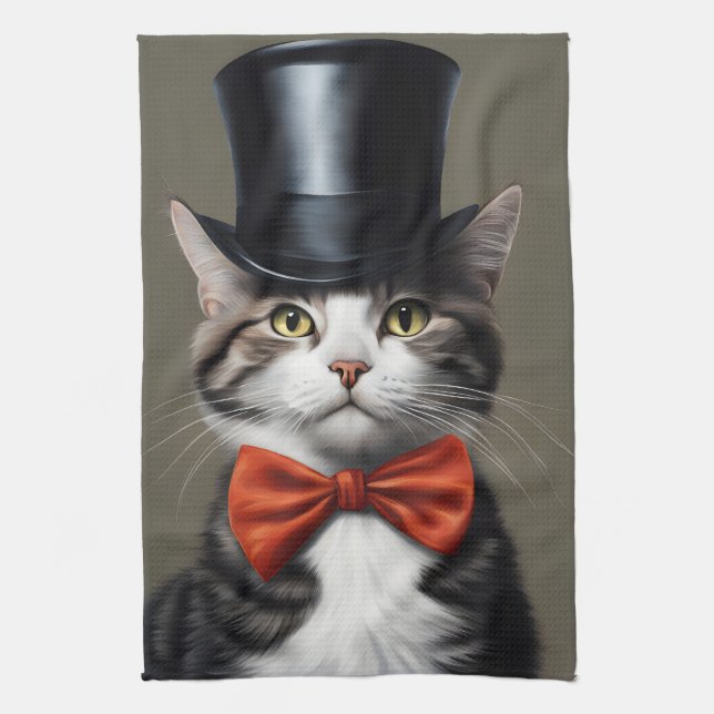 Victorian Cat Tea Towel (Vertical)