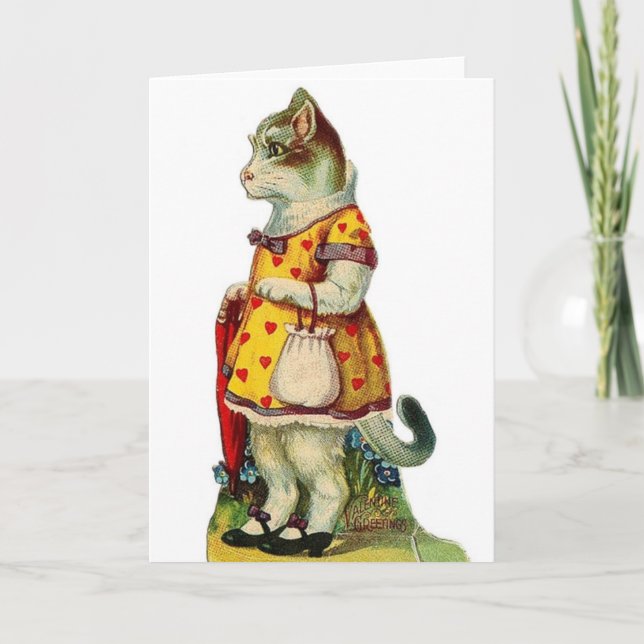 Victorian Cat Valentine's Day Card (Front)