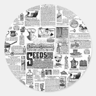 victorian catalog black white antique toile classic round sticker
