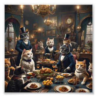 Victorian Cats Dinner Party Photo Print