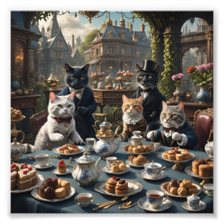 Victorian Cats Tea Party Photo Print