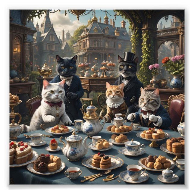 Victorian Cats Tea Party Photo Print (Front)