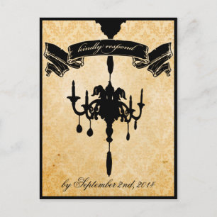 Victorian Chandelier • black & cream RSVP Invitation Postcard