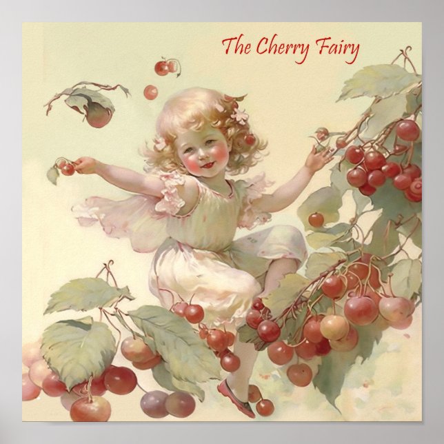 Victorian “Cherry Fairy” in a Fruit Tree Poster (Front)