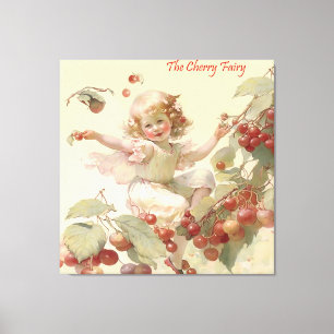 Victorian “Cherry Fairy” in a Fruit Tree Poster Ac Canvas Print