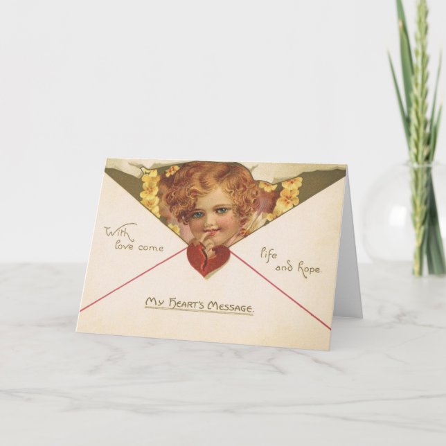 Victorian Cherub Valentine's Day Card (Front)