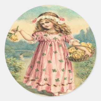 Victorian Child Clover St. Patrick's Day Stickers