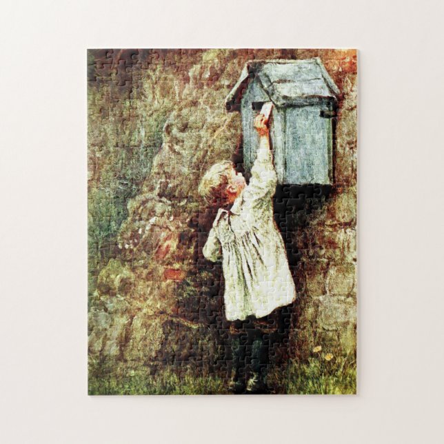 Victorian child mailing a letter jigsaw puzzle (Vertical)