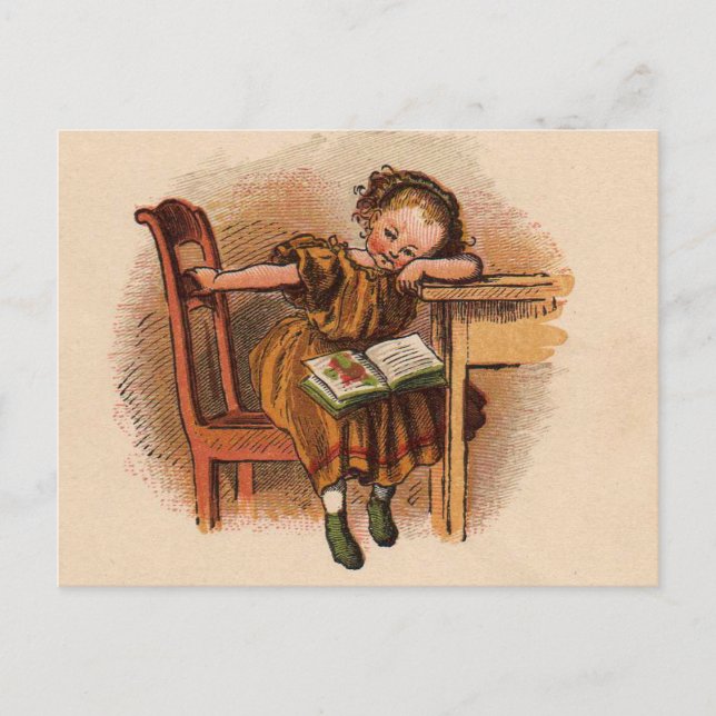 Victorian child with book postcard (Front)