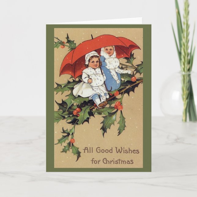 Victorian Children Christmas Greeting Card (Front)