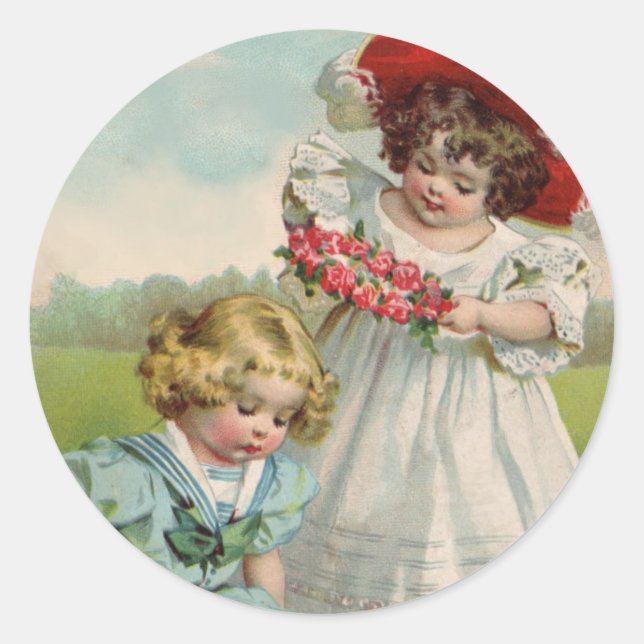 Victorian Children Classic Round Sticker (Front)