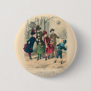 Victorian Children Fashion Cute Illustration 6 Cm Round Badge