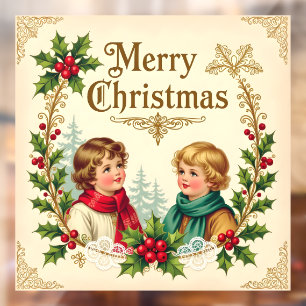 Victorian children Merry Christmas vintage