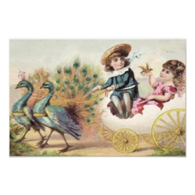 Victorian Children Ostrich Easter Egg Photo Print (Front)