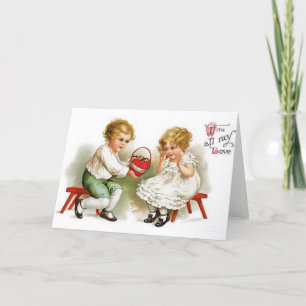 Victorian Children Valentine's Day Card