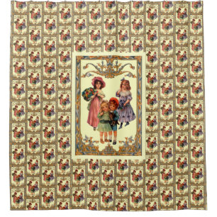 Victorian Children Vintage Art Shower Curtain