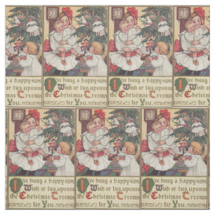 Victorian Children Vintage Christmas Fabric