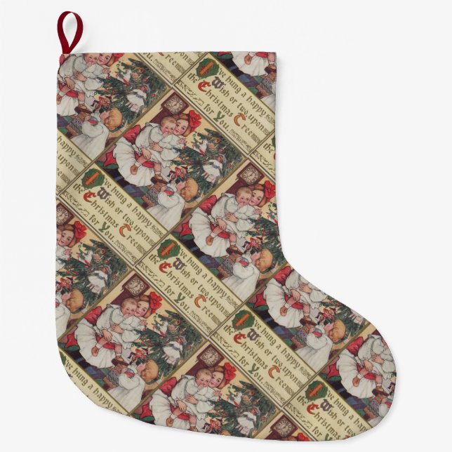 Victorian Children Vintage Kids Christmas Stocking (Front)