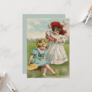 Victorian Children Vintage Summer Girls Garden Invitation