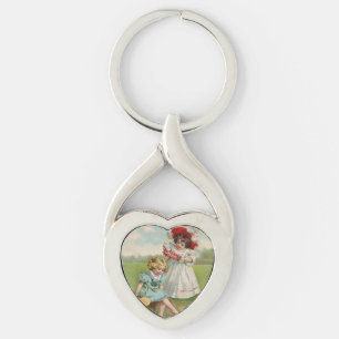 Victorian Children Vintage Summer Girls Garden Key Ring