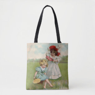 Victorian Children Vintage Summer Girls Garden Tote Bag