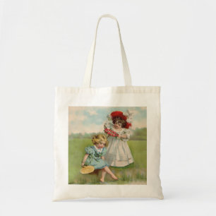 Victorian Children Vintage Summer Girls Garden Tote Bag