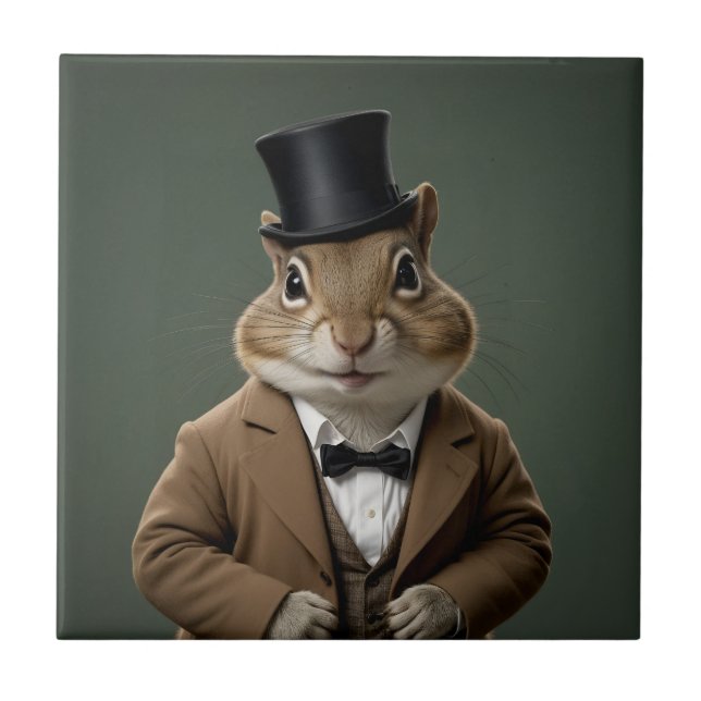 Victorian Chipmunk Ceramic Tile (Front)