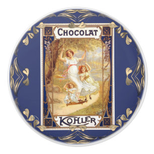 Victorian chocolate advertisement label knob