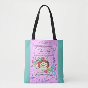 Victorian chocolate cake pastry shop tote bag