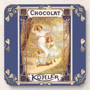 Victorian chocolate label elegant vintage advert coaster
