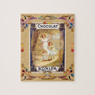 Victorian chocolate label floral elegant jigsaw puzzle