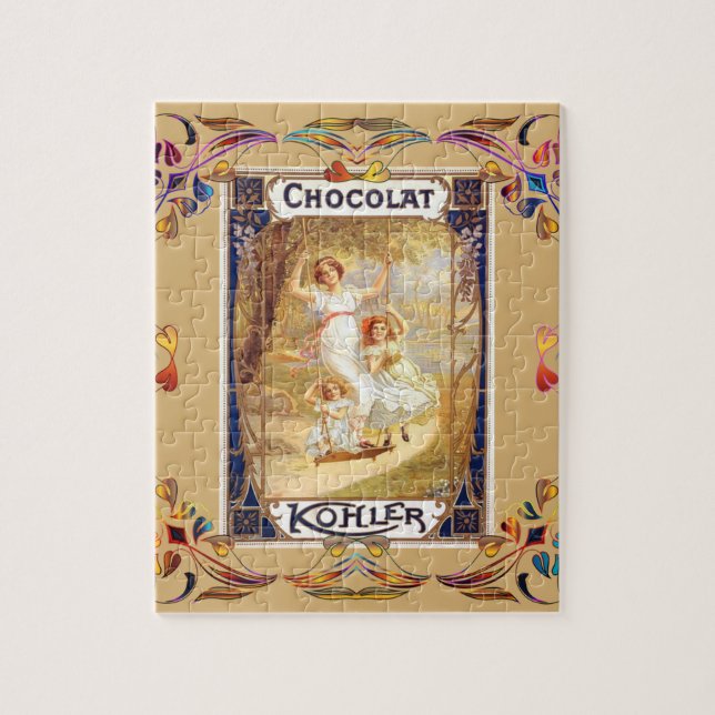 Victorian chocolate label floral elegant jigsaw puzzle (Vertical)