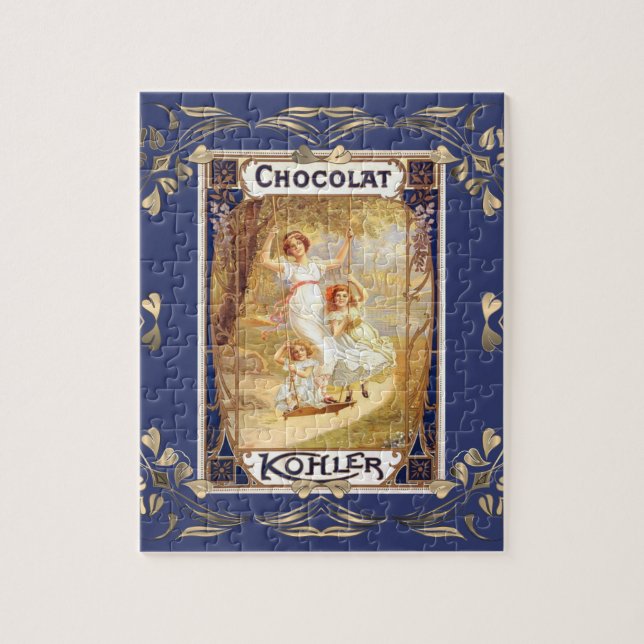 Victorian chocolate label floral elegant jigsaw puzzle (Vertical)