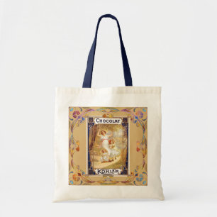 Victorian chocolate label floral elegant tote bag
