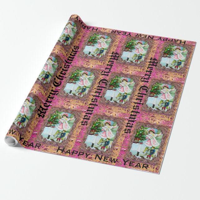 Victorian Christmas Afternoon Customise Wrapping Paper (Unrolled)