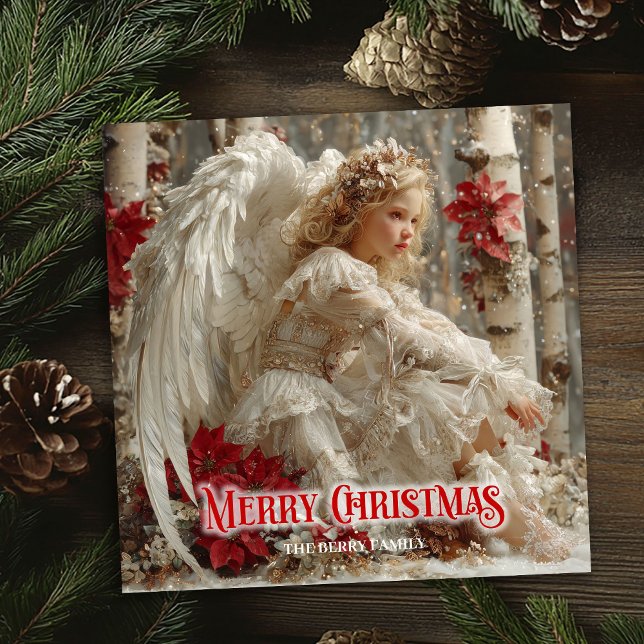 Victorian Christmas angel editable holiday card (Victorian Christmas angel editable holiday greeting)