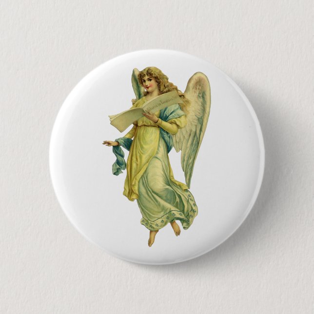 Victorian Christmas Angel, Gloria in Excelsis Deo 6 Cm Round Badge (Front)