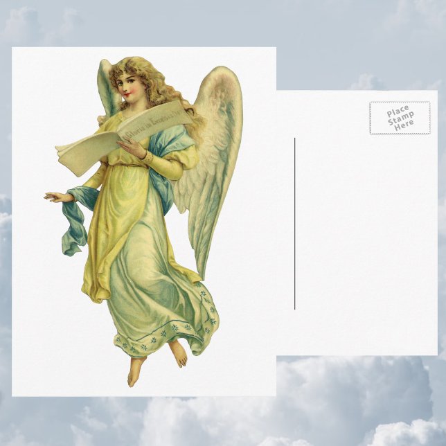 Victorian Christmas Angel, Gloria in Excelsis Deo Holiday Postcard (Creator Uploaded)