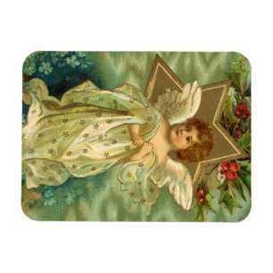 Victorian Christmas Angel with Vintage Gold Star Magnet