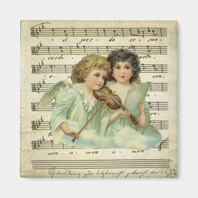 Victorian Christmas Angels Violin and Sheet Music Magnet (Front)