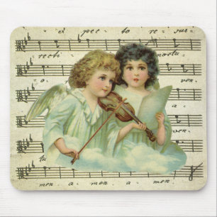 Victorian Christmas Angels Violin and Sheet Music Mouse Pad