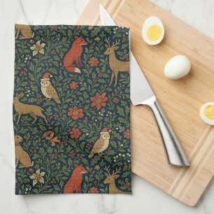 Victorian Christmas Animal & Botanical  Tea Towel