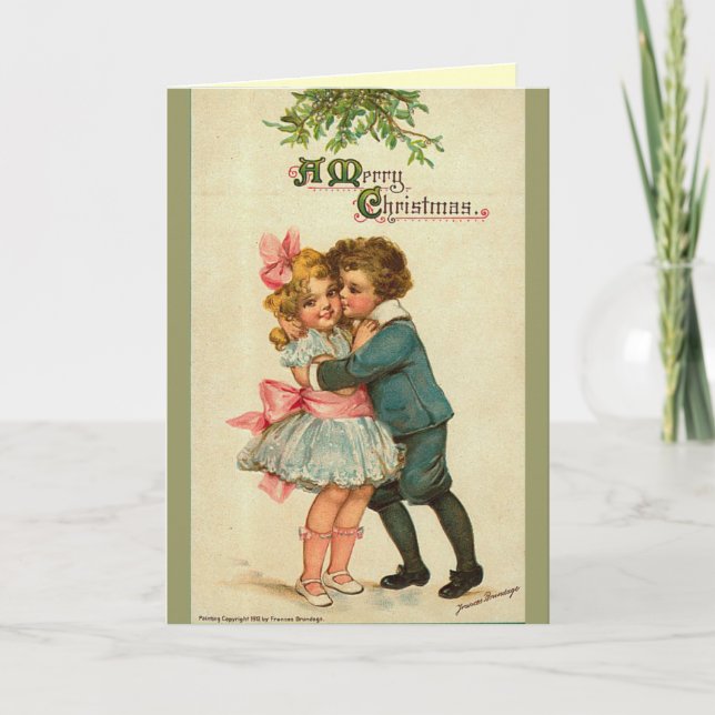 Victorian Christmas Card - Give me a Kiss! (Front)