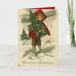 Victorian Christmas Card Little girl
