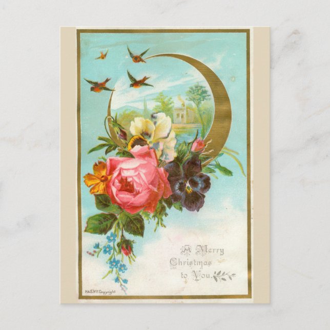 Victorian Christmas card postcard (Front)