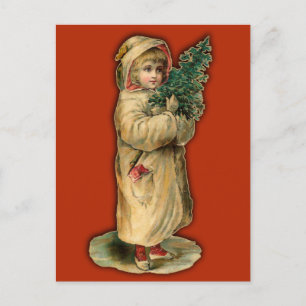 Victorian Christmas Cards Child with Tree