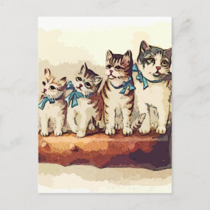 Victorian Christmas Cats Holiday Postcard