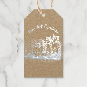 Victorian Christmas Cats -  silver Gift Tags