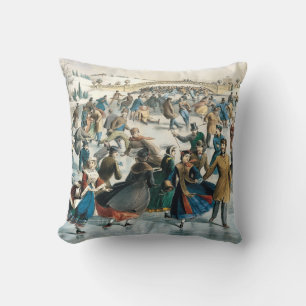 Victorian Christmas Central Park Currier & Ives Cushion