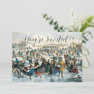 Victorian Christmas Central Park Currier & Ives Invitation